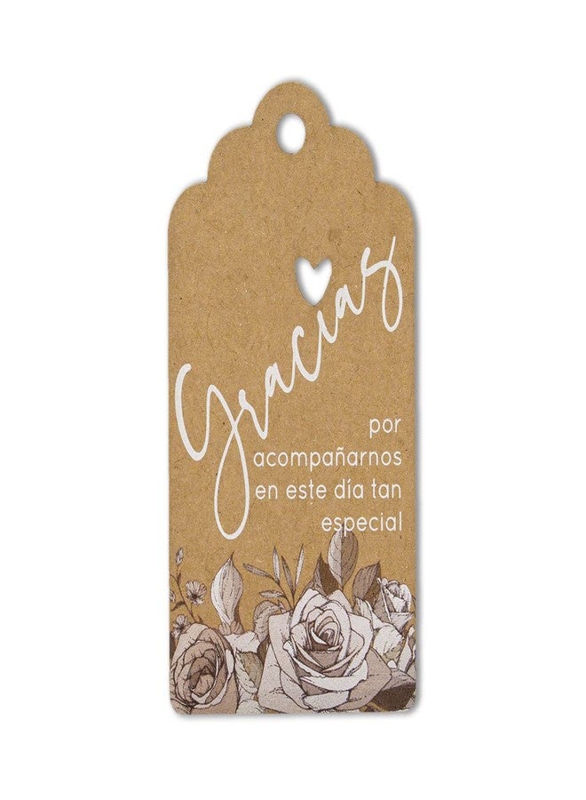 Summer-Ray.com Summer-Ray 50pcs Brown Kraft Gracias Wedding Favor Gift Tags in White Printing - Image 1